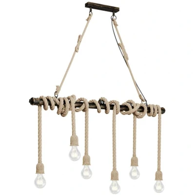 Image of Lindby hanging light Hajo, 100 cm, 6 bulb, rope