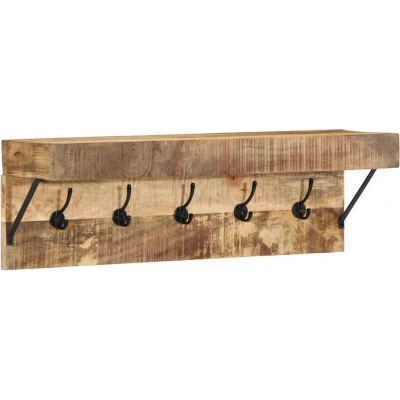 Image of vidaXL Coat Rack with Shelf Wall Mounted Solid Mango Wood and Metal