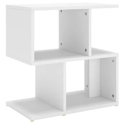 Image of vidaXL Bedside Cabinet in Elegant White Durable Engineered Wood Nightstand with Spacious Compartments for Organised Storage and Sturdy Top Display Scandinavian Style Bedroom Furniture