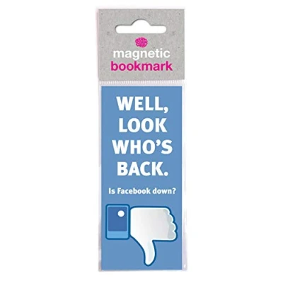 Image of Brainbox Candy Funny &#039;Facebook Down&#039; Magnetic Bookmark Perfect Little Birthday Gift for Him Her Friends Book Lovers Bookworms Stocking Fillers