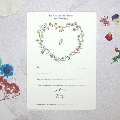 Image of Dotty about Paper Botanical Heart Day Invitation Wedding Invitations Pack of 10 Envelopes Included. Perfect for A Rustic, Woodland Or Floral Themed (15 0010)