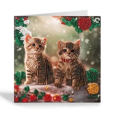 Image of CRYSTAL ART Christmas Kittens 18x18cm Card