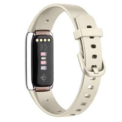 Image of WOOZ Strap compatible with Fitbit Luxe Strap, Classic Replacement Soft Silicone Sport Bands Wristband Colorful Band (Champagne,Small)