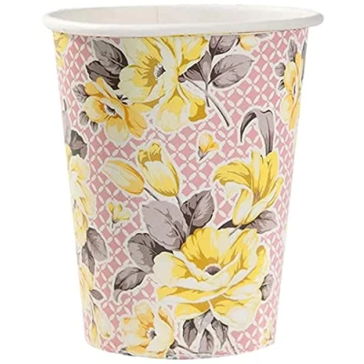 Image of Talking Tables Recyclable Floral Pretty Paper Cups 8pk Truly Scrumptious Vintage Themed Afternoon Tea Party Supplies Great For Birthday Party, Baby Shower, Wedding And Anniversary