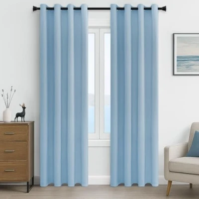 Image of MRTREES Blackout Curtains Bedroom 90 Drop 2 Panels Sky Blue Eyelet Thermal Curtain for Living Room Soft Texture Window Treatments Kids 46x90 Inch 117x228 CM