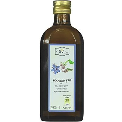 Image of Borage Seed Oil Cold Pressed, unrefined 250 ML Glass Bottle