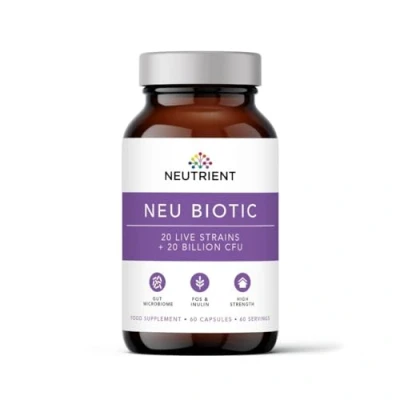Image of Neutrient Neu Biotic Probiotic Gut Health Supplements 20 Billion High Strength Friendly Bacteria 60 Capsules
