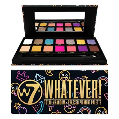 Image of W7 Whatever Pressed Pigment Palette Makeup Tones: Cream Matte, Shimmer &amp; Chromes Colours: Bold and Bright, Pinks, Purples, Blues Oranges Cruelty Free For Women