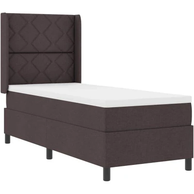 Image of Box Spring Bed with Mattress Dark Brown, 80x200 cm, Fabric vidaXL