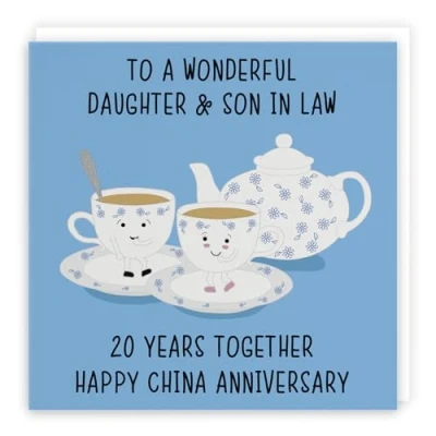 Image of Hunts England Daughter And Son In Law 20th Anniversary Card To A Wonderful &amp; 20 Years Together Happy China Iconic Collection