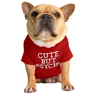 Image of Junhouse Bulldog Clothes Pet Clothing Puppy T shirt Spring Summer Soft Comfy Breathable Quick Dry Dog Outfit Pullover For Small Medium Large Dogs (XL,Deep red)