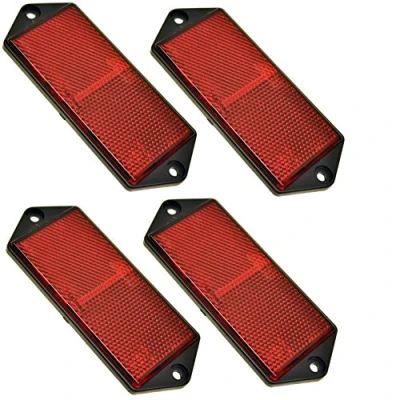 Image of AB Tools Red Large Rectangular Rear Reflector Pack of 4 Trailer Fence/Gate Post TR073