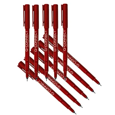 Image of Q Connect Fineliner Pen 0.4mm Red (Pack of 10)
