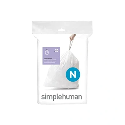 Image of simplehuman CW0174 code N Custom Fit Bin Liners, White Plastic (Pack of 20 Liners)