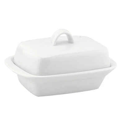 Image of Apollo White Ceramic Butter Storage Dish with Cover Lid