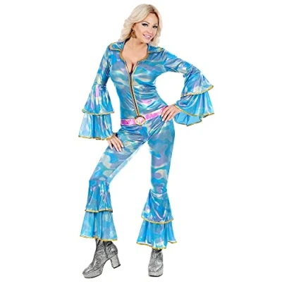 Image of W WIDMANN MILANO Party Fashion 70s Style Disco Costume for Women, Jumpsuit, Ballerina, Dance, Brazilian Carnival, Pop Star, Rock Theme Parties