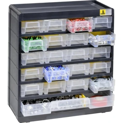Image of Allit VarioPlus Basic 32 458090 Storage Magazine (W D) Black/Yellow Pack of 1, Polystyrene Polypropylene, (B x H T) 300 335 135 mm