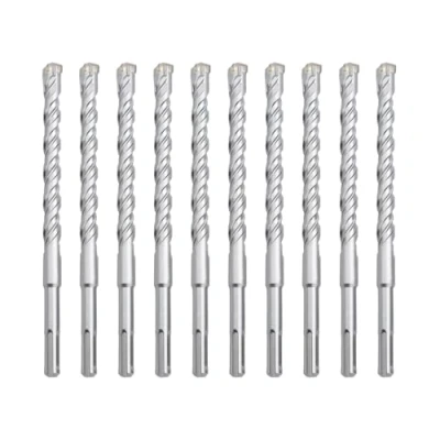 Image of hsawbit 10PCS Masonry Drill Bits Set with SDS Plus Shank, 10mm x 210mm Hammer Drills Tungsten Carbide Tip for Concrete, Brick, Cement Walls, Stone