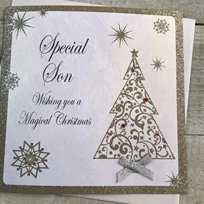 Image of WHITE COTTON CARDS C3 S&quot;Special Son Wishing You a Magical Christmas&quot; Handmade Christmas Card&quot;
