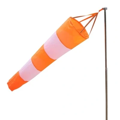 Image of DEWIN Wind Measuring Sock, Nylon Airport Windsock Rip Stop Outdoor Socks with Reflective Belt (0.8 m Red and White Fluorescent)