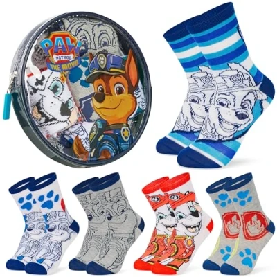 Image of Paw Patrol Boys Calf Socks, Soft Breathable Kids Socks Pack of 5 Gifts (Multi, 8/11.5 UK)