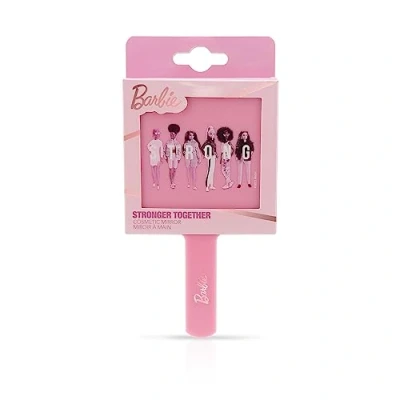 Image of Barbie Hand Held Mirror Cosmetic Small Travel Pink