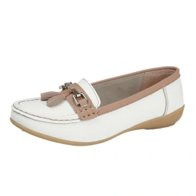 Image of Womens Ladies Moccasins Two Tone Leather Tassel Loafers Comfort Boat Mocha Brown Shoes Size UK 8