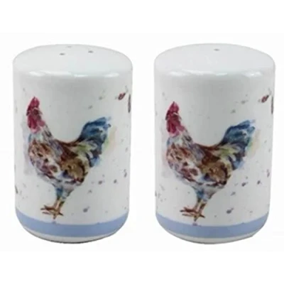 Image of Lesser &amp; Pavey Country Cockerel Salt Pepper 7.3cm, Porcelain, Multi