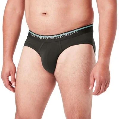 Image of Emporio Armani Men&#039;s Brief Underlined Logo Boxer, Black, L
