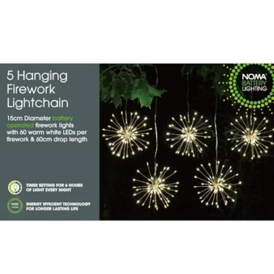 Image of Noma Hanging Firework Light Chain (set of 5), Battery Operated