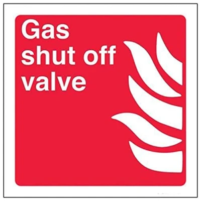 Image of V Safety Gas Shut Off Valve Sign 150mm x 2mm Rigid Plastic