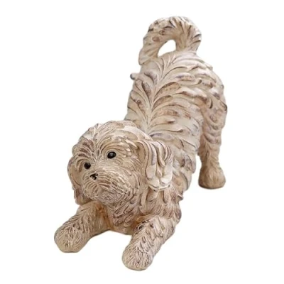 Image of Playful Cockapoo Ornament Resin Textured Cheeky Puppy Dog Indoor Figurine Gift