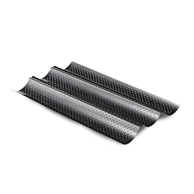 Image of Feelino Baguette Baking Tray, Carbon Steel Loaf Bread Tin, Perforated French Making Tray Mould, Dishwasher Safe Bake at Home Baguettes Pans, Accessories Equipment Gifts Kit