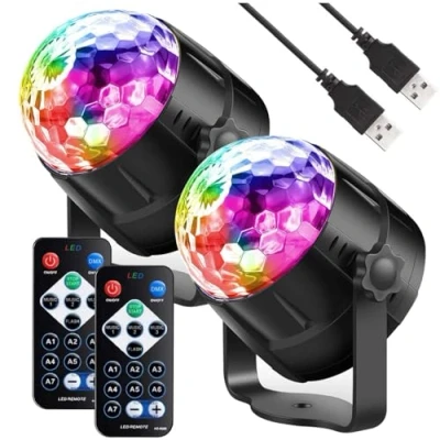 Image of Party Lights Disco Ball LED Sound Activated, RBG Lights,dj Lights,USB Powered Stage Light for Home Room Dance Parties Birthday Bar Karaoke Xmas Wedding Show