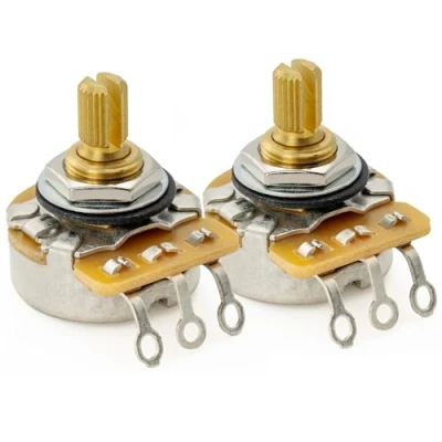 Image of CTS 450G A250K Pots Brass Short Split Shaft 1/4 Inch 10% Audio Taper Potentiometers for Electric Guitar Bass (Set of 2)