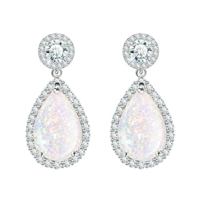Image of KristLand Opal Teardrop Earrings Gold Plated Dangle Earring with Sparkly Zirconia Stone Birthday Jewelry Gift for Women Ladies
