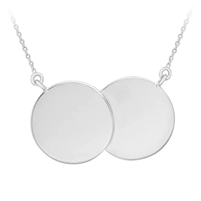Image of Tuscany Silver Women&#039;s Sterling Double Disc with Adjustable Necklace of 41 cm/16 Inch 43 cm/17