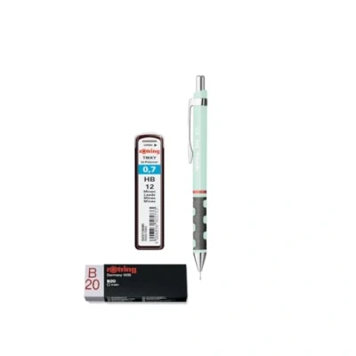 Image of rOtring Tikky Pastel Mechanical Pencil Eraser Refills HB 0.7 mm Opal Blue 3 Count