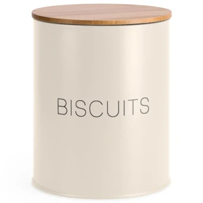 Image of EHC Biscuit Tin Air tight Jar, Cookie Jar Container, Barrel, Round Box Storage, Cream