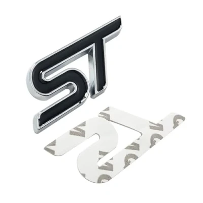 Image of Metal Red Blue ST Front Grille Sticker Car Head Grill Emblem Badge Chrome Compatible With FIESTA FOCUS MONDEO Auto Styling (Color : Black tape)