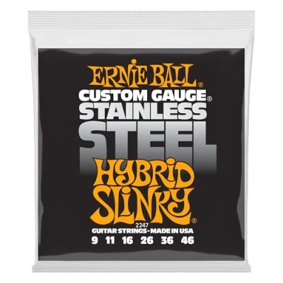 Image of Ernie Ball Hybrid Slinky Stainless Steel Wound Electric Guitar Strings 9 46 Gauge