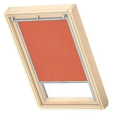 Image of VELUX Original Roof Window Translucent Roller Blind for M04, M34, Orange, with Grey Guide Rail