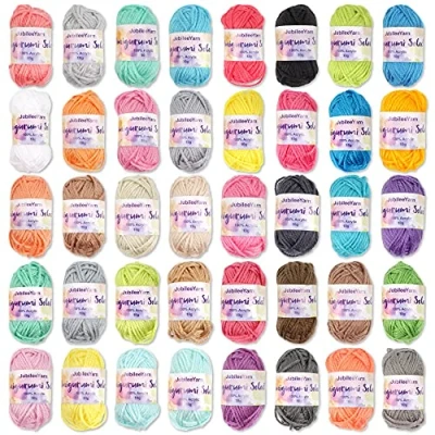 Image of BambooMN Amigurumi Select 100% Acrylic Craft Yarn Bonbons Crochet and Knitting Projects 1 Light Pack/1 Dark Pack 40 x 10g 1000 yds Total
