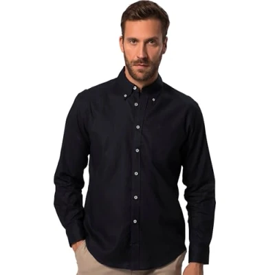 Image of JP 1880 Men&#039;s Linen Mix Shirt, Long Sleeves, Buttondown Collar, Modern fit, Blue, L
