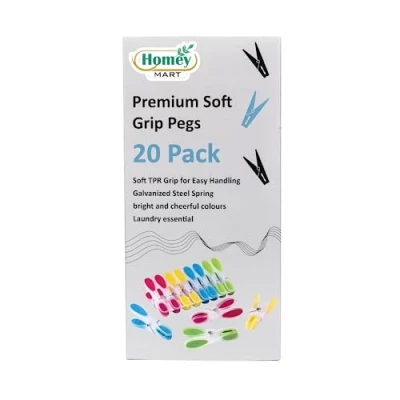 Image of Premium Soft Grip and Non slip Wave Design Clothes Pegs Weatherproof Laundry Washing Line for Indoor or Outdoor use Assorted Colours Pack of 20