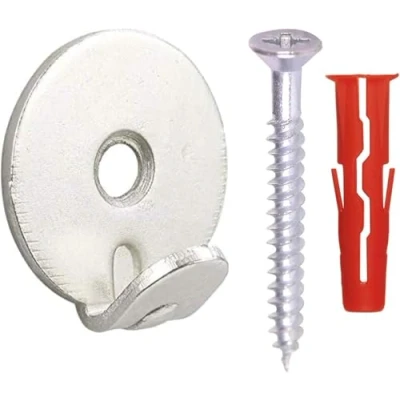Image of Taskar Heavy Duty Round Picture Hooks &amp; Fixings Nickel Hanging (10 Pack)