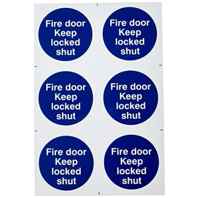 Image of Scan SCA0153 Self adhesive PVC sign Fire door Keep locked shut 200 x 300mm, White