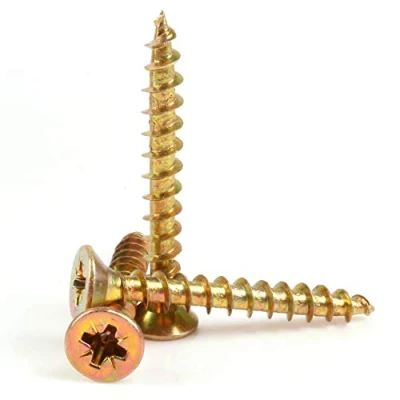 Image of 50x Fully Threaded M5 x 40mm Double Countersunk Wood Screws Yellow Zinc Finish