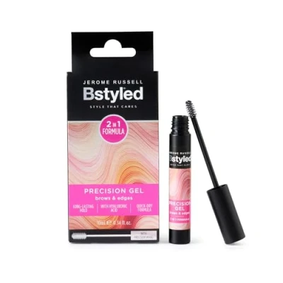 Image of Jerome Russell BStyled Precision Gel Long Lasting Strong Hold For Sculpting Brows And Taming Edges Flyaway Hairs Sleek Back Hairstyle, With Hyaluronic Acid, Vegan Hair Care 10ml