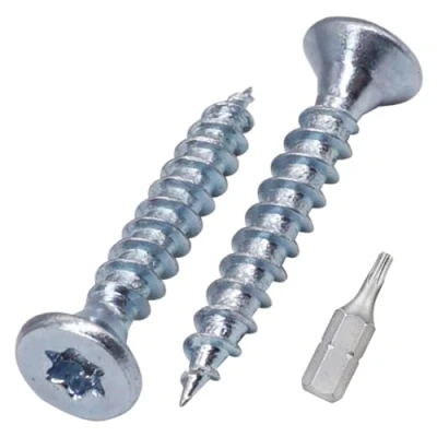 Image of SKIR&#039;CO (100 pcs) Zinc Plated Steel Wood Screws 3.0 x 20 mm, Torx Head, Countersunk Chipboard Screws, Fully Threaded